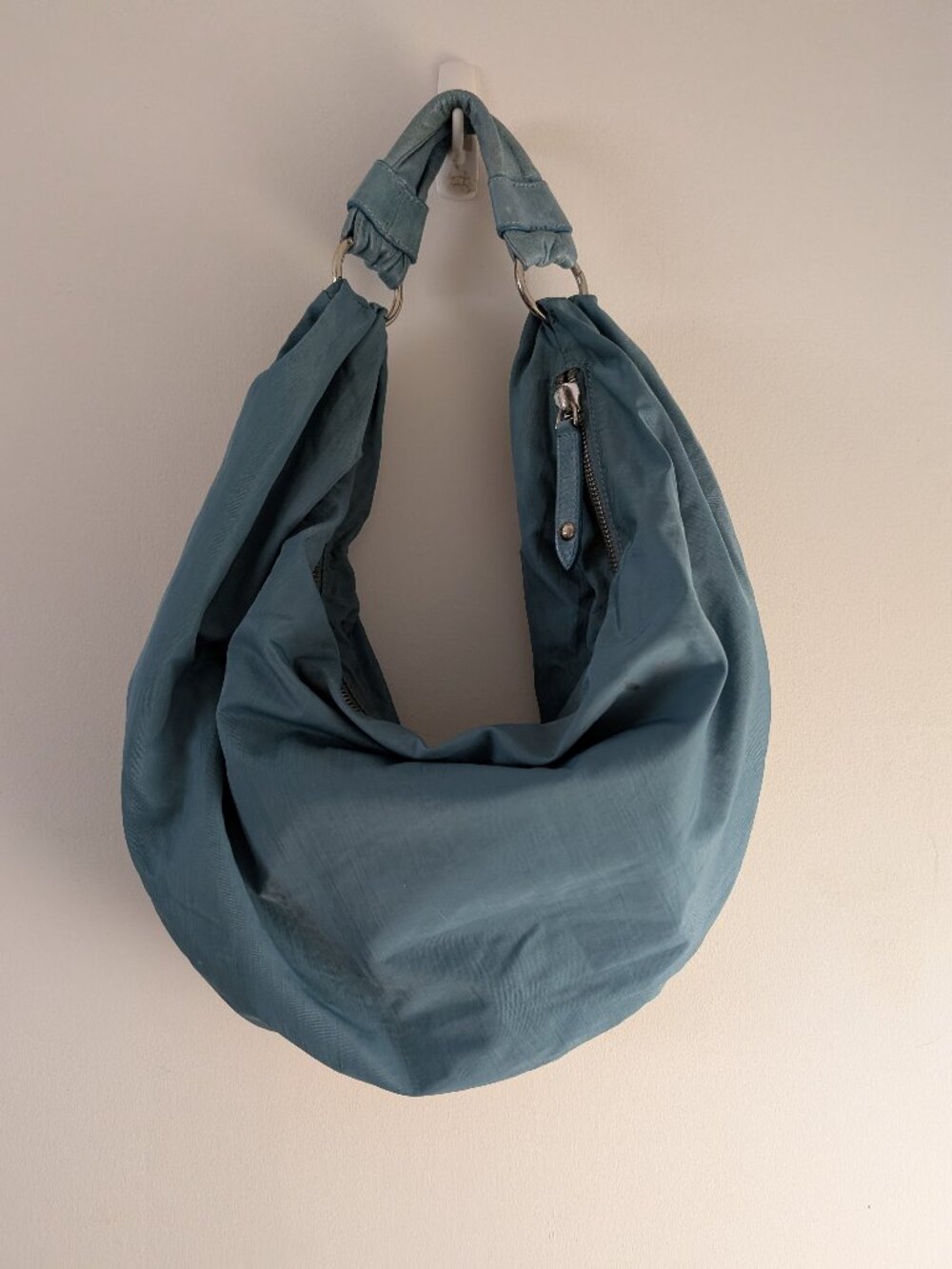 HOBO The Original Teal Blue Nylon Hobo Shoulder Bag